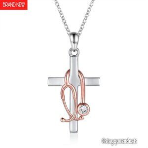 Sterling Silver Stethoscope Pendant Necklace Nurse Doctor Medical Jewelry Gift